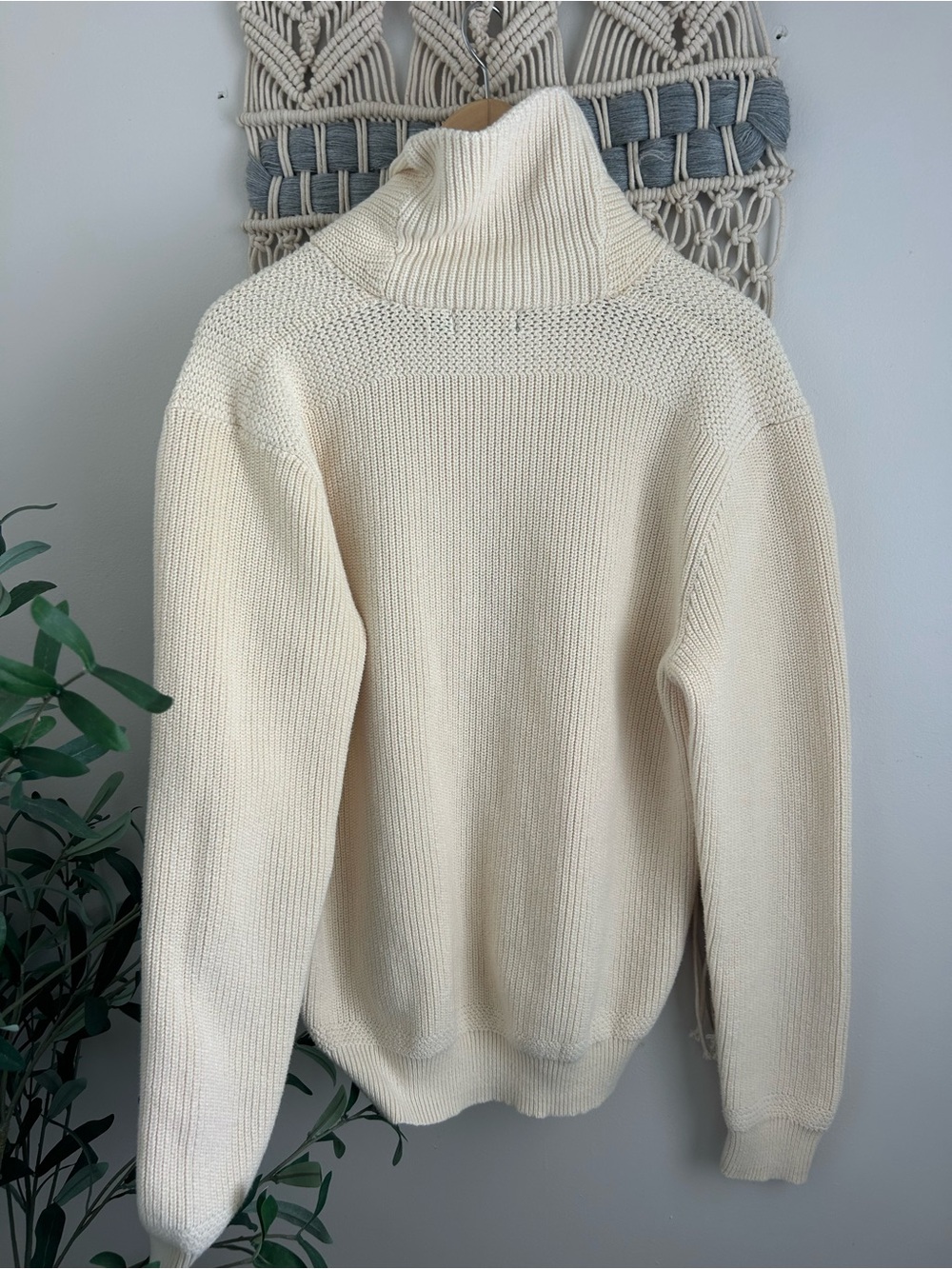 Polo by Ralph Lauren Cream Men's Button-Neck Knit Sweater - Picture 3 of 8